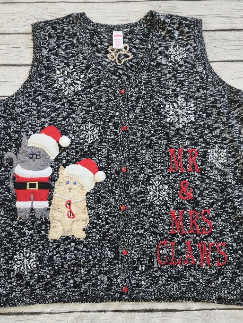 Christmas Sweater Vest Size 2X Cats Santa Claws